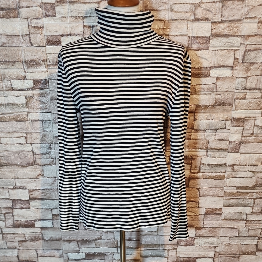 Tommy Hilfiger Striped Turtleneck Long-Sleeve Top